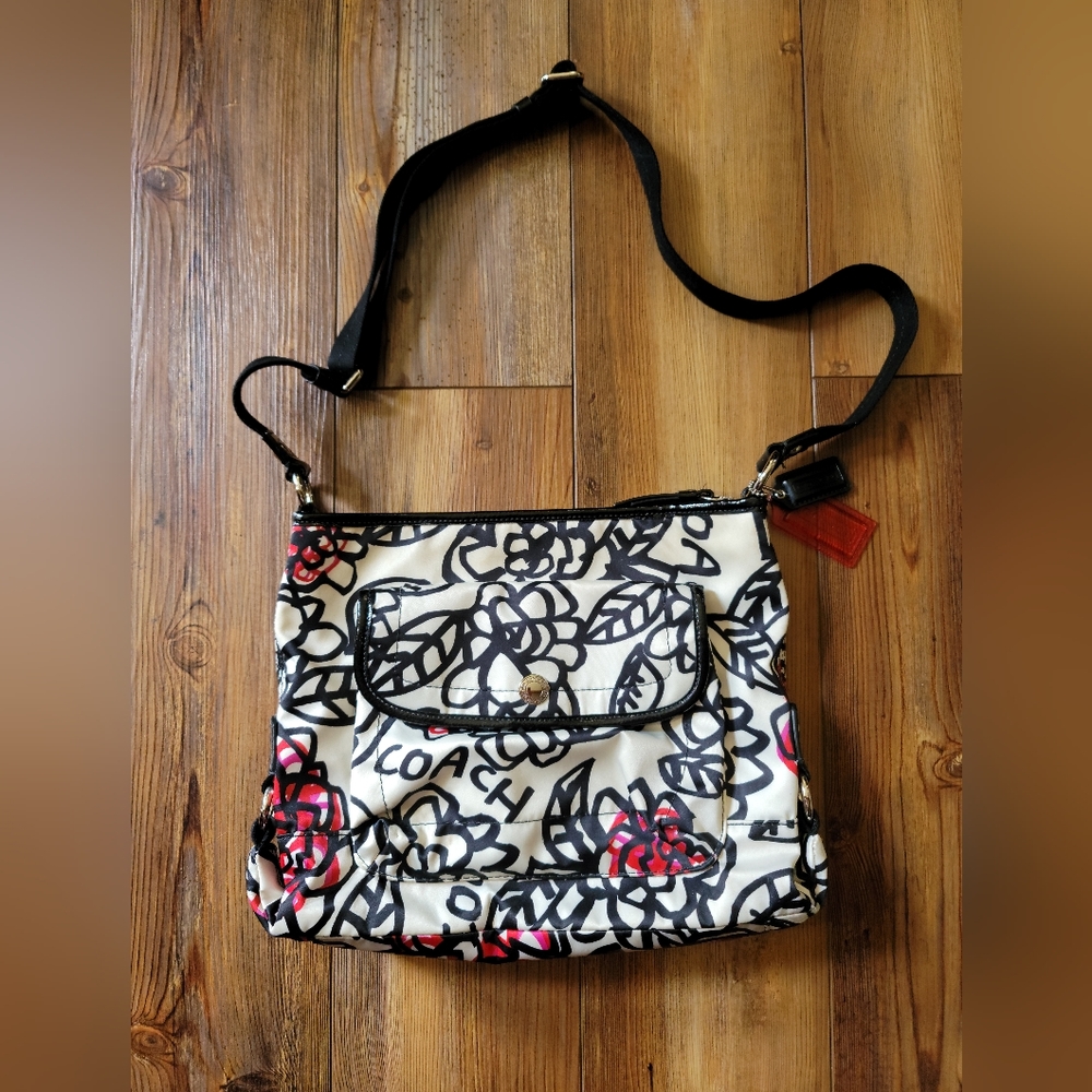 Black and White with Red Coach purse